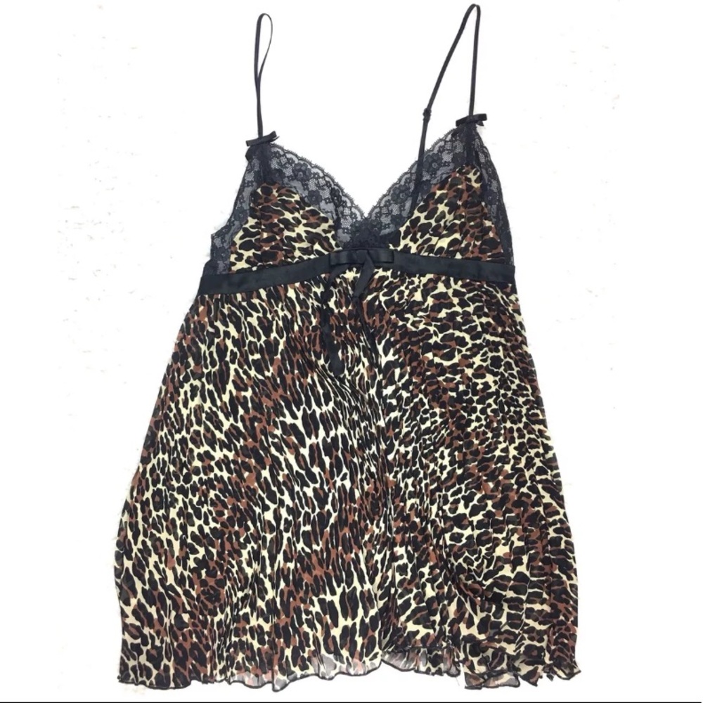 Betsey Johnson Leopard Print Chemise with Black Lace